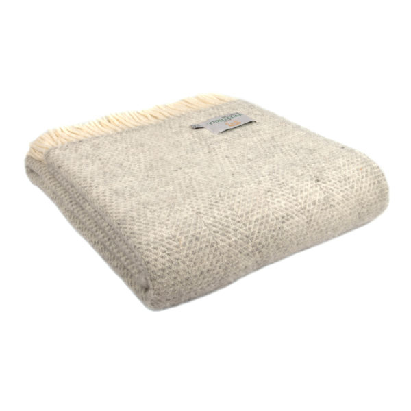 Tweedmill Beehive Grey 100% Pure New Shetland Wool Blanket or Throw UK Made