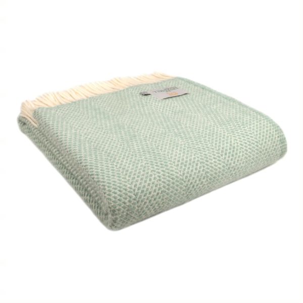 Tweedmill Beehive Green Ocean 100% Pure New Shetland Wool Blanket or Throw UK Made